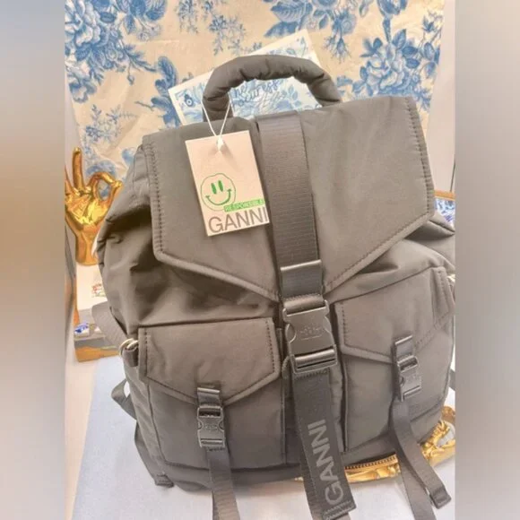 🆕 GANNI 🧿 NWOT Black Recycled Tech Backpack - Picture 2 of 12
